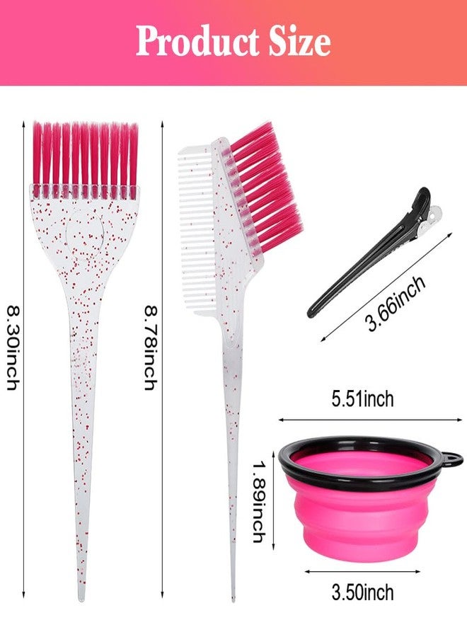 MOONMINI Hair Dye Color Brush and Bowl Set, Color Bowl Brushes Tool Mixing Bowl Kit Tint Comb for Hair Tint Dying Coloring Applicator (Pink&Clear) - Image 2